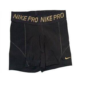 NIKE PRO 3" Compression Shorts SIZE Medium black and‎ gold